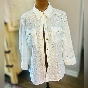 S Croft & Barrow white Eyelet Blouse